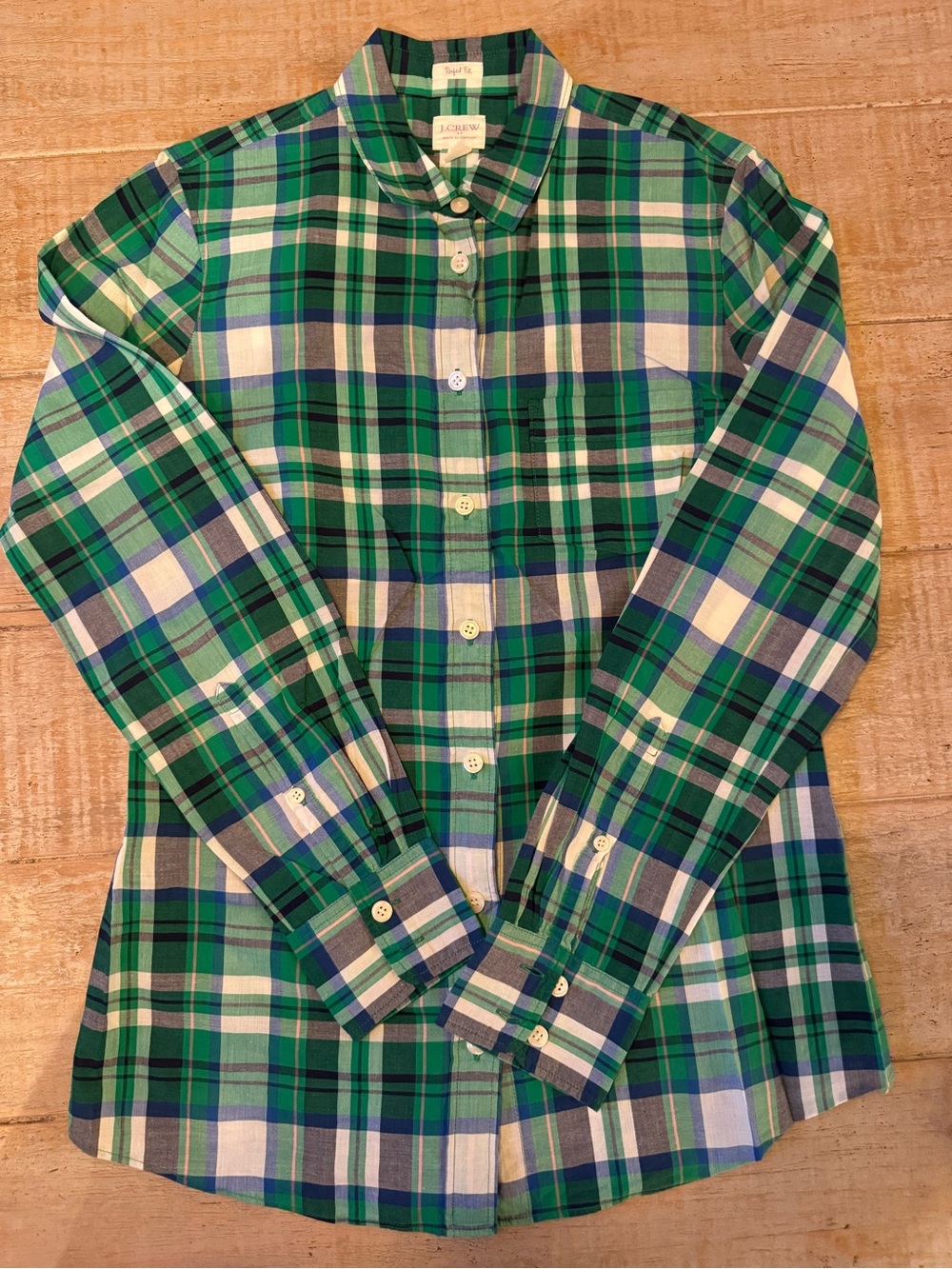 J. Crew women’s Green & blue Plaid Button-Down Shirt